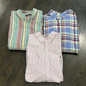 Ralph‎ Lauren Shirt Lot Of 3 Mens 2X Knit Oxford Flesh Pony Preppy Classic Fit